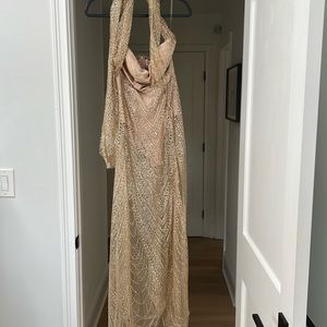 Size medium gold glitter sheer prom dress